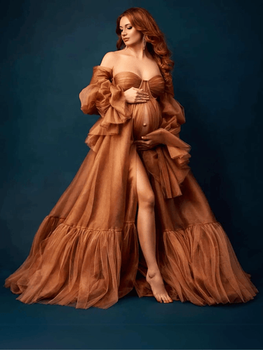 Brown Maternity Dresses For Pregnancy Photo Shoot Long Sleeve Women's Baby Shower Dresses For Pregnancy Customized, Drestiny, Maternity Photo Shoot Dresses, Dresses, Maxi Dresses, Long Sleeves, Long Maternity Dresses for Photoshoot, Flowy Maternity Dresses for Pictures, Boho Maternity Photo Shoot Dresses, Custom-Made, Brown, M, L, XL, XXL, 2XL, XXXL, 3XL, Cheap Maternity Dresses for Photoshoot, United States, USA, Canada, Australia, New Zealand, United Kingdom, UK, shopdrestiny.com